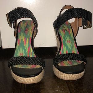 Black Braided Wedges